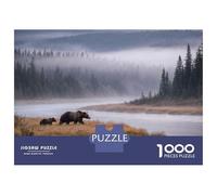 Jigsaw Puzzles 1000 Pieces for Adults Grizzly Bear And Cub by River Jigsaw Puzzle DIY Toys But Fun And Humorous Deal As Gifts for The Whole Family 52x38cm/1000pcs