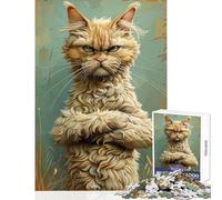 Jigsaw Puzzles 1000 Pieces for Adults Grumpy Whiskers Toy Wall Decor Gifts for Women Men Relaxing Games Artists Collection, Fine Art Size 50x75cm