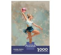 Jigsaw Puzzles 1000 Pieces for Adults Gymnast with Ball Painting Gymnastics Room Decor Puzzles for Adults DIY Toys Home Decoration Help The Brain Exercise 38x26cm/1000pcs