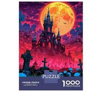 Jigsaw Puzzles 1000 Pieces for Adults Halloween Castle Under A Full Moon Jigsaws for Adults Fun Games A Work of Art Deal As Gifts for The Whole Family 52x38cm/1000pcs