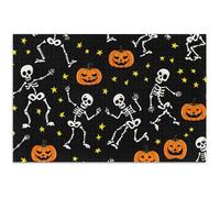 Jigsaw Puzzles 1000 Pieces for Adults Halloween Funny Skeletons Black Cartoon Animal Adults Art Jigsaw Gifts for White Elephant Game, 29.5x19.7 Inch