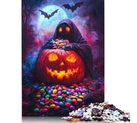 Jigsaw Puzzles 1000 Pieces for Adults Halloween Pumpkin & Grim Reaper Paperboard Puzzles Family Decoration 1000pcs (38x26cm)