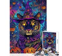 Jigsaw Puzzles 1000 Pieces for Adults Halloween Tiger Magic- Educational Games Improve Memory Anti-Stress Toys Enhance Love between Couples (50X75cm)