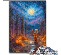 Jigsaw Puzzles 1000 Pieces for Adults Halloween Under The Night Sky Wooden Puzzles Family Interactive Game, DIY Home Decor Brain Challenge Gift (size50x75cm)