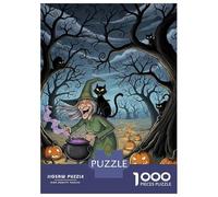 Jigsaw Puzzles 1000 Pieces for Adults Halloween Witch Cat Puzzles for Adults DIY Toys Home Decoration Help The Brain Exercise 70x50cm/1000pcs