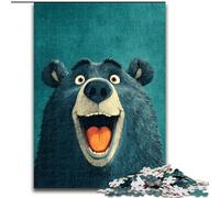 Jigsaw Puzzles 1000 Pieces for Adults Happy Bear Wooden Jigsaw Puzzles 50X75CM for Travel Lovers & Couples, Challenging Toy