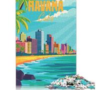 Jigsaw Puzzles 1000 Pieces for Adults Havana Cuba Minimal Puzzle for Adults Woodenboard Puzzles Family Decoration 1000pcs (75x50cm)