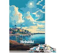 Jigsaw Puzzles 1000 Pieces for Adults Helsinki Finland Travel Poster Puzzle for Adults Paperboard Puzzles Family Decoration 38x26cm/1000pcs