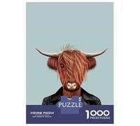 Jigsaw Puzzles 1000 Pieces for Adults Highland Cattle Cow Jigsaws for Adults Fun Games Stress Reliever Help The Brain Exercise 38x26cm/1000pcs