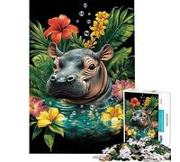 Jigsaw Puzzles 1000 Pieces for Adults Hippo in Tropical Paradise Jigsaw Anti-Stress Toys Precision Cutting Deal As Gifts for The Whole Family (Size 38x52cm)