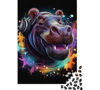 Jigsaw Puzzles 1000 Pieces for Adults Hippo Puzzle for Adults Wooden Board Puzzles Family Decoration 1000pcs (75x50cm)