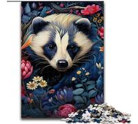 Jigsaw Puzzles 1000 Pieces for Adults Honey Badger Flowers 1000 Piece Jigsaw Develops Hand-Eye Coordination Skills, Perfect for Birthday Gifts 26x38cm