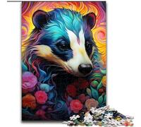 Jigsaw Puzzles 1000 Pieces for Adults Honey Badger Flowers Challenging Puzzles Teenager Stress Reduction Cool Unique Gift for Family (Size 26x38 cm)
