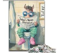 Jigsaw Puzzles 1000 Pieces for Adults Horse Go Toilet Challenging Puzzles Idea, Humorous Artwork, Detailed Artwork (Size 50x75 cm)