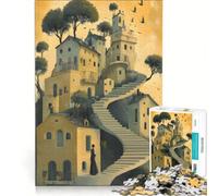 Jigsaw Puzzles 1000 Pieces for Adults Houses with A Thousand Steps, Educational Toy, Difficult Hard, for Birthday, Chrismas (38x52cm)