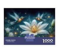 Jigsaw Puzzles 1000 Pieces for Adults Hummingbirds And White Lily Flower Jigsaw for Adults Anti-Stress Toys Birthday Present Stress Reduction Gifts 70x50cm/1000pcs