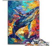 Jigsaw Puzzles 1000 Pieces for Adults Humpback Whale Jigsaw Puzzle Made of cardboard Relax & Challenge, Colorful Home Decor Art, for Friends size 38x26CM