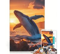 Jigsaw Puzzles 1000 Pieces for Adults Humpback Whale Sunset Leap in Ocean, Educational Toy, Difficult Hard, for Birthday, Chrismas (38x52cm)