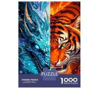 Jigsaw Puzzles 1000 Pieces for Adults Ice Dragon And Fire Tiger Puzzle for Adults Family Game Wall Decoration for Birthday, Chrismas 70x50cm/1000pcs