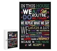 Jigsaw Puzzles 1000 Pieces for Adults in This House We Do Autism Educational Gifts for Teens and Kids Difficult and Challenge Jigsaw Wooden Puzzles Game