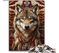 Jigsaw Puzzles 1000 Pieces for Adults Indian Wolf Puzzle Made of Wood Interactive Family Game, DIY Home Decor Brain Challenge Gift size 50X75CM