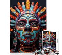 Jigsaw Puzzles 1000 Pieces for Adults Indigenous Huchiol Mask Practical Game Difficult Challenge Home Decoration Toys Birthday Present, Gifts, (38x52cm)