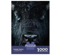 Jigsaw Puzzles 1000 Pieces for Adults Intense Bison Portrait with Blue Eyes Jigsaws for Adults Family Games Stress Reliever Stress Reduction Gifts 52x38cm/1000pcs