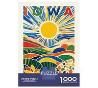 Jigsaw Puzzles 1000 Pieces for Adults Iowa Landscape with Sun And Text Jigsaws for Adults Relax Games Improve Memory Stress Reduction Gifts 52x38cm/1000pcs