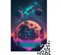 Jigsaw Puzzles 1000 Pieces for Adults | Island_on_space Puzzles | 1000 Piece Jigsaw Educational Games Home Decoration Puzzle 1000pcs (38x26cm)