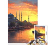 Jigsaw Puzzles 1000 Pieces for Adults Istanbul Sunset Educational Toy Great Gifts And Toys Practical Game with Matching Poster And Trivia Sheet Size 50x75cm