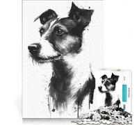 Jigsaw Puzzles 1000 Pieces for Adults Jack Russel Terrier Ink, Brain Teaser Game, Perfect Decoration, Unique Birthday And Xmas Gifts (50x75cm)