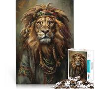 Jigsaw Puzzles 1000 Pieces for Adults Jamaican Reggae Rasta Lion Lernspielzeug Heimdekoration Spielzeug52x38cm