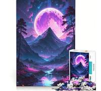 Jigsaw Puzzles 1000 Pieces for Adults Japanese Moonlit Mountains, Educational Toy, Difficult Hard, for Birthday, Chrismas (38x52cm)