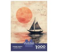 Jigsaw Puzzles 1000 Pieces for Adults Japanese Sailboat Sunset Puzzle for Adults Hands-on Game Improve Memory Deal As Gifts for The Whole Family 38x26cm/1000pcs