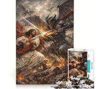 Jigsaw Puzzles 1000 Pieces for Adults Jesus Christ Fighting Demon Relax Games Pattern Assembly Wishlist with Santa Claus 38x26cm