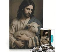 Jigsaw Puzzles 1000 Pieces for Adults Jesus Christ Holding A Lamb Relax Games Pattern Assembly Wishlist with Santa Claus 38x26cm