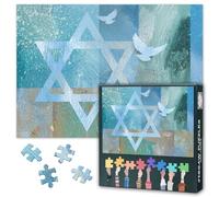 Jigsaw Puzzles 1000 Pieces for Adults Judaism Pictures Star of David Background with Three Doves Paintings Sacred Peace Symbolism Jewish Home Decor Spiritual Brain Game Art 27.5x19.7 Inch