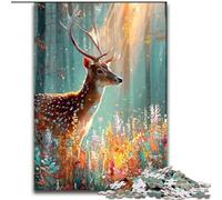 Jigsaw Puzzles 1000 Pieces for Adults Jungle Deer Made of cardboard, Making It A Great Gift for Family Fun size 38x26CM for Holidays, Birthdays, And Family Game Nights