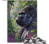 Jigsaw Puzzles 1000 Pieces for Adults Jungle Gorilla Made of Wood, Making It A Great Gift for Family Fun size 50X75CM for Holidays, Birthdays, And Family Game Nights