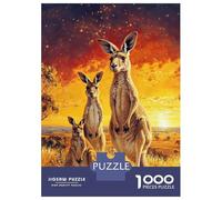Jigsaw Puzzles 1000 Pieces for Adults Kangaroo Family Sunset Jigsaw for Adults Relaxing Games Difficult Challenge for Birthday, Chrismas 70x50cm/1000pcs
