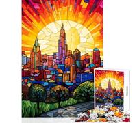 Jigsaw Puzzles 1000 Pieces for Adults Kansas City Glass Skyline Practical Game Difficult Challenge Home Decoration Toys Birthday Present, Gifts, (38x52cm)