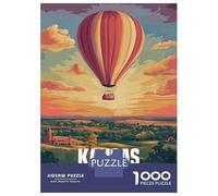 Jigsaw Puzzles 1000 Pieces for Adults Kansas Hot Air Balloon Sunset Puzzles for Adults Fun Games Improve Memory Deal As Gifts for The Whole Family 38x26cm/1000pcs
