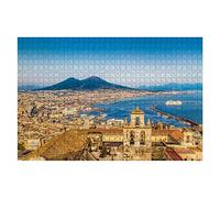 Jigsaw Puzzles 1000 Pieces for Adults Kids - City of Naples with Mt Vesuvius at Sunset Campania Italy Large Puzzles Pieces Fit Together Educational Intellectual Fun Game