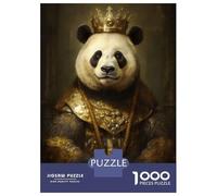 Jigsaw Puzzles 1000 Pieces for Adults King Panda with A Crown Teenager Puzzles Family Game Difficult Challenge Stress Reduction Gifts 38x26cm/1000pcs
