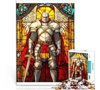 Jigsaw Puzzles 1000 Pieces for Adults Knight Stained Glass Made of wood，Suitable for ages 14 and up Home Educational Games DIY Toys Fun at Home Activities, Birthday Present,Travel Gifts。