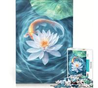 Jigsaw Puzzles 1000 Pieces for Adults Koi And Water Lily Impossible Game Challenging To Complete for Is Ideal As A Gift 38x26cm