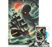 Jigsaw Puzzles 1000 Pieces for Adults Kraken Attacking Ship Impossible Game Challenging To Complete for Is Ideal As A Gift 50x75cm