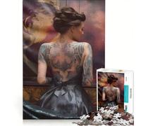 Jigsaw Puzzles 1000 Pieces for Adults Lady with The Tattoos Relax Games Pattern Assembly Wishlist with Santa Claus 50x75cm