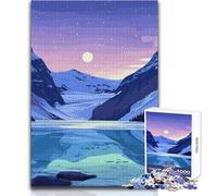 Jigsaw Puzzles 1000 Pieces for Adults Lake Louise at Night Beautiful Design Game Difficult Challenge Great Gift Size 38x26cm