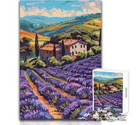 Jigsaw Puzzles 1000 Pieces for Adults Lavender Field Tuscan Villa Abstract Minimalist Illustration Toy Intellectual Game Improve Memory Anti-Stress Toys Size 38x52cm